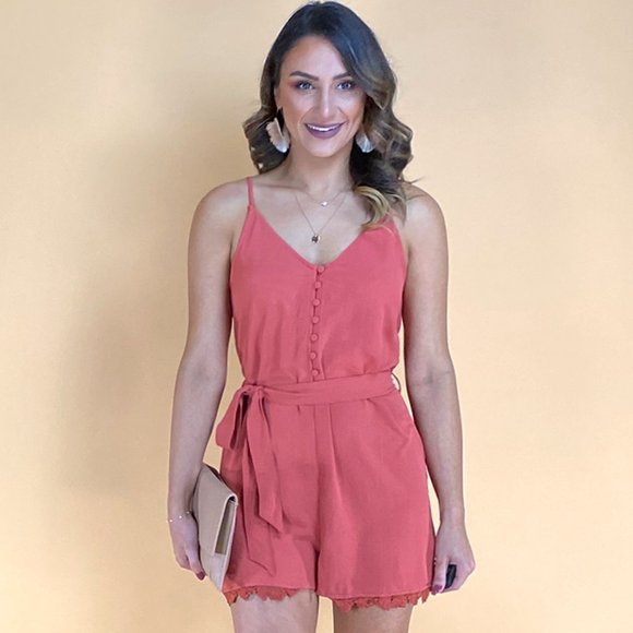 NWT Entro Lace Trim Romper - Picture 1 of 5
